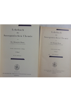 Lehrbuch der Anorganischen Chemie, tom od I do II, 1942 r.