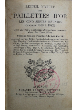 Recueil Complet des Paillettes Dor les cinq series Reunies ok 1879 r.