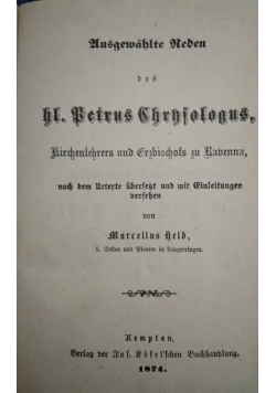 Des heiligen Petrus Chrndologus, Leben und Schriften, 1874 r.