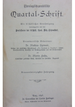 Theologisch praktische Quartalschrift 49 band,  1896r.