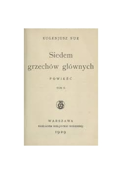 Siedem Grzechów Głównych, tom II, 1929r.