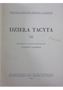Dzieła Tacyta III, 1939r