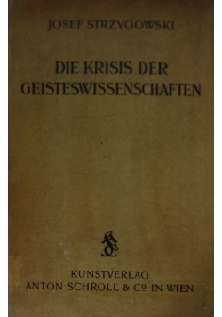 Die Krisis der Geisteswissenschaften, 1923 r.