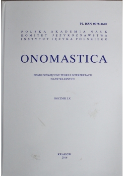 Onomastica pismo poświęcone teorii i interpretacji nazw własnych