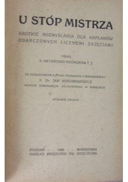 U stóp mistrza, 1922 r.