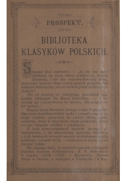 Biblioteka klasyków Polskich, 1882r.
