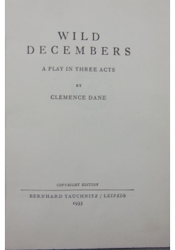 Wild Decembers, 1933 r.