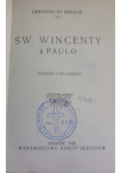 Św.Wincenty a Paulo,1926r