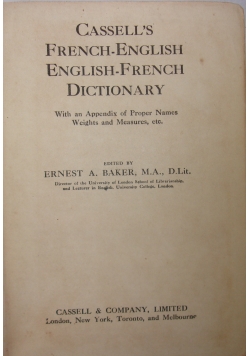 Cassell's French-English, English-French DIctionary, ok 1921 r.