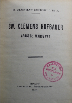 Św. Klemens Hofbauer 1927 r.