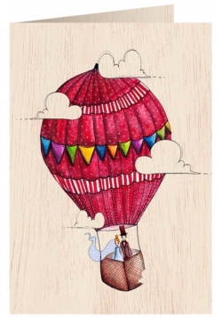 Karnet drewniany C6 + koperta Ślub Balon