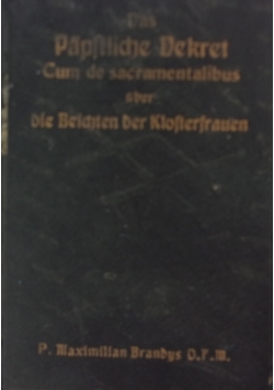Das papftliche dekret cum de sacramentalibus, 1914r.