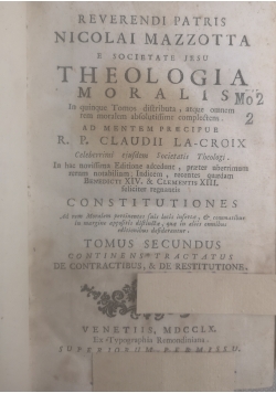 Theologia moralis tomus tertius,  1760 r.