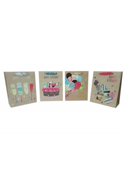 Torebka płaska średnia urodziny eco 26x32x12cm 12 sztuk