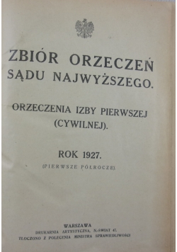 Zbiór orzeczeń sądy najwyższego, 1927 r.