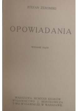 Opowiadania, 1923 r.