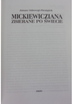 Mickiewicziana zbierane po świecie + Dedykacja