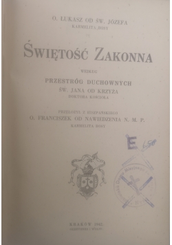 Świętość zakonna, 1942 r.