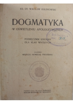 Dogmatyka, 1921 r.