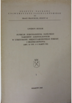 Funkcje zgromadzenia ogólnego Narodów Zjednoczonych