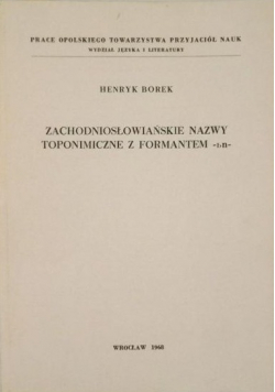 Zachodniosłowiańskie nazwy toponimiczne z formantem bn