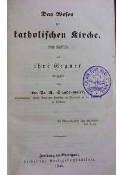 Das Wesen der Katholischen kirche,1845r.