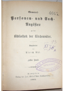 Personenu Sach-Register, 1885r.