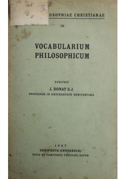 Summa Philosophiae Christianae IX Vocabularium philosophicum 1937 r.