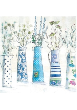 Karnet kwadrat z kopertą Five Vases in Blues