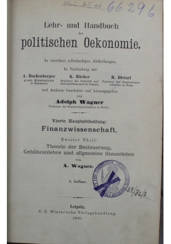 Lehr und Handbuch der politischen Oekonomie 1890r.