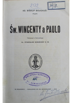 Św Wincenty a Paulo 1912 r.