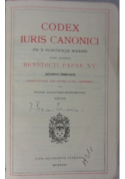 Codex iuris canonici, 1931r.