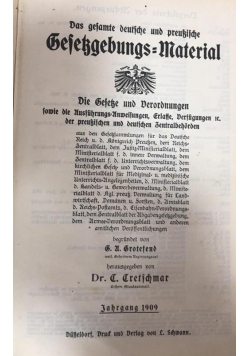Das gesamte deutsche und preusische Gesetzgebungs-Material, 1909 r.