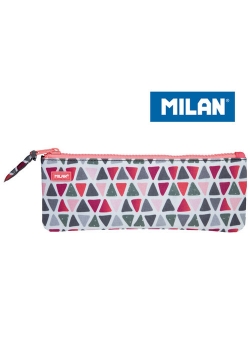 Piórnik Milan płaski mały GEO różowy trójkąty