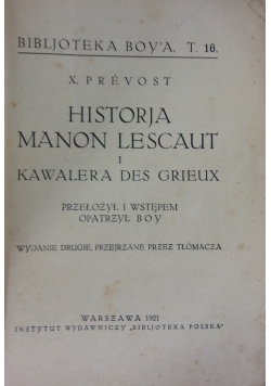 Historja Manon Lescaut i kawaleria Des Grieux, 1921 r.