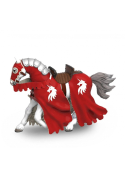 Koń czerwonego rycerza z włócznią