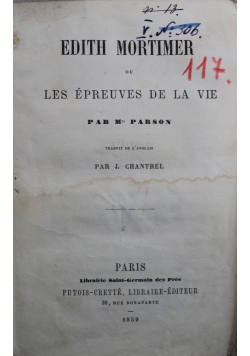 Edith Mortimer ou Les Epreuves de la Vie 1859 r.