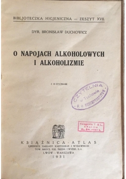 O napojach alkoholowych i alkoholizmie, 1931 r.