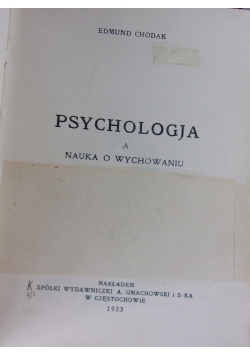 Psychologia A Nauka O Wychowaniu, 1933 r.