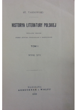 Historya Literatury Polskiej tom I, 1906 r.