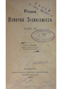 Pisma Henryka Sienkiewicz, Tom IV, 1899r.