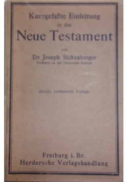 Kurzgefasste Einleitung in das Neue Testament, 1920 r.