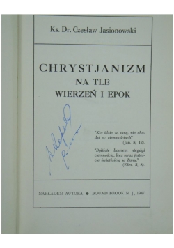 Chrystianizm na tle wierzeń i epok, 1947