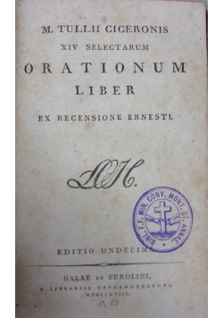 Orationum Liber, 1818 r.