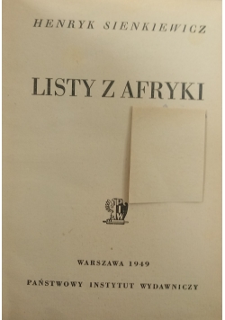 Listy z Afryki ,1949 r.