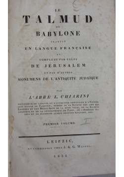 Le Talmud de Babylone, 1831 r.