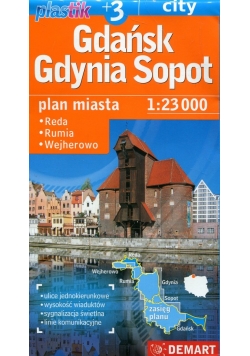 Gdańsk Gdynia Sopot Plastic plan miasta 1:23 000