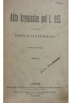 Akta kryminalne pod 1. 113., 1872r.
