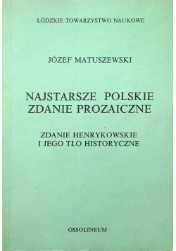 Najstarsze polskie zadanie prozaiczne
