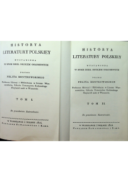 Historya literatury polskiey 2 tomy reprinty z 1814r